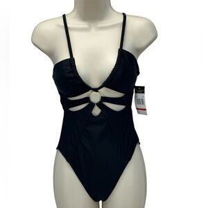 California Waves Ring Front One Piece Swimsuit - Black - size XSmall